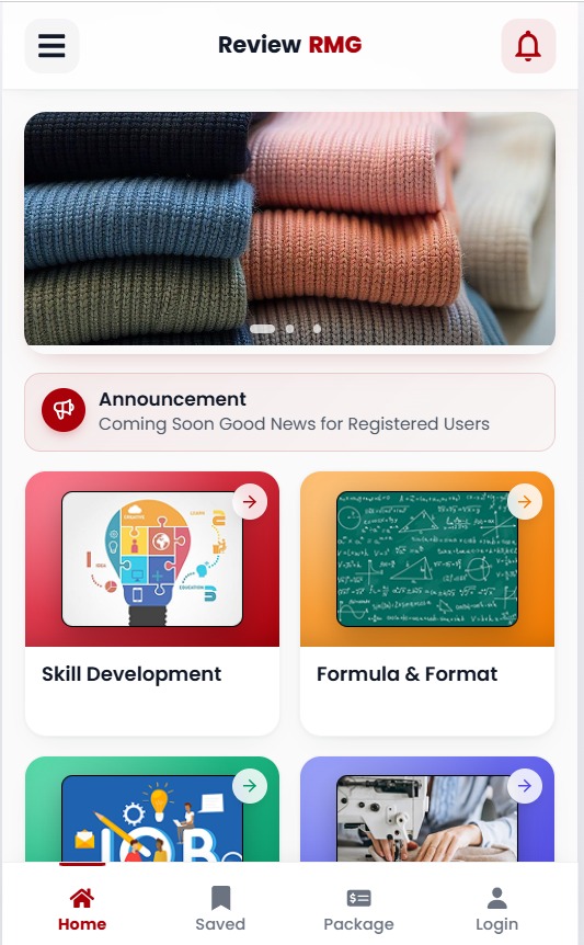 Review RMG app home screen